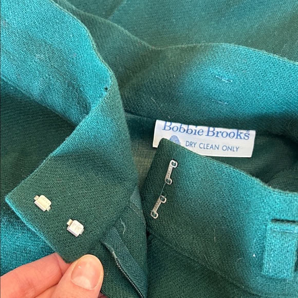 70s Bobbie Brooks Green HiRise Wide Leg Wool Blend Trousers - Picture 5 of 5